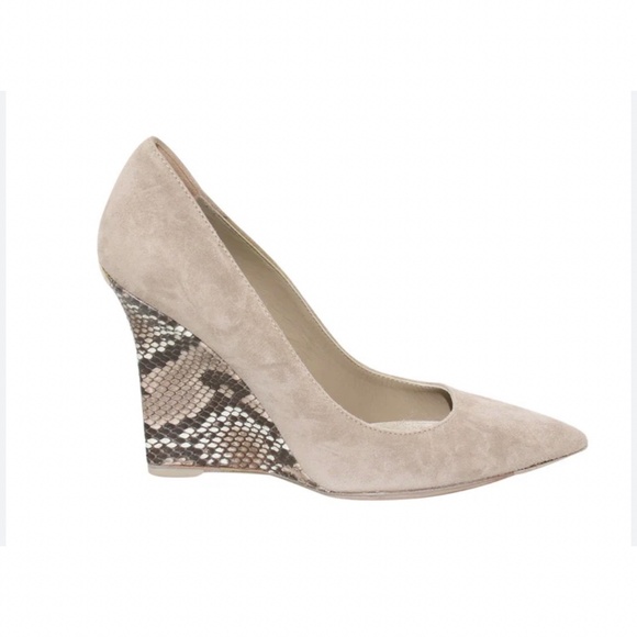 Burberry Hazel Snakeskin Wedge Pump Hee Light Grey Taupe Melange 38.5 EU - Picture 9 of 9